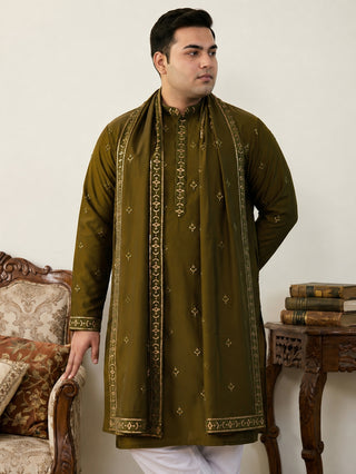 Embroidered & Sequin Kurta With Dupatta