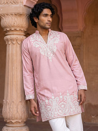 Embroidered Cotton Blend Kurta for Men