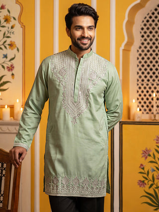 Embroidered Cotton Blend Kurta for Men