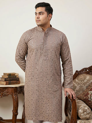 Sequin Embroidered Pure Cotton Kurta with Pyjamas