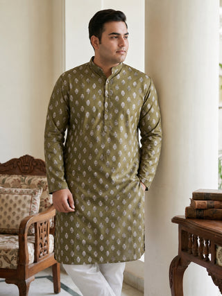 Floral Printed Kurta with Pyjama for Men