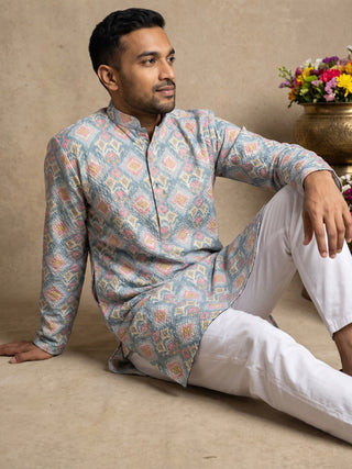 Printed & Thread Work Kurta Pyjama Set