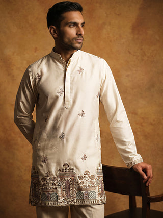 Silk Blend Embroidered Kurta for Men
