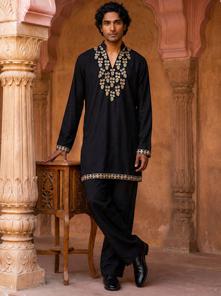 Japanese Fabric Designer Embroidered Kurta With Korean Pants