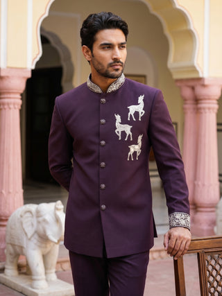 Deer Embroidered Japanese Fabric Indo-Western Set
