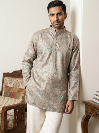 Silk Blend Foil Print Kurta