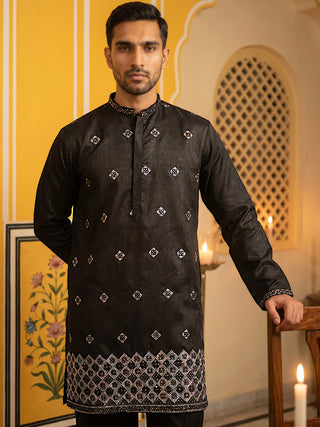 Silk Blend Embroidered Kurta for Men