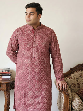 Magenta Embroidered and Sequence Kurta