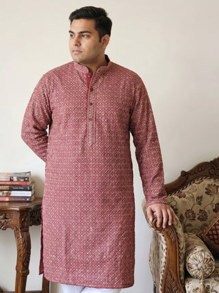 Magenta Embroidered and Sequence Kurta with Pyjama