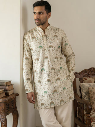 Silk Blend Foil Print Kurta