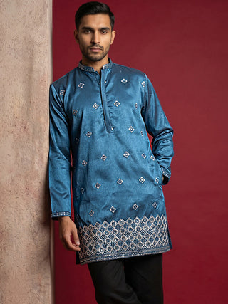 Silk Blend Embroidered Kurta for Men