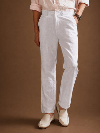 Linen Relaxed-Fit Regular Trousers for Men