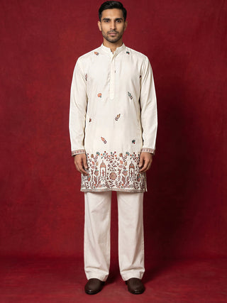 Japanese Fabric Embroidered Kurta & Korean Pants Set