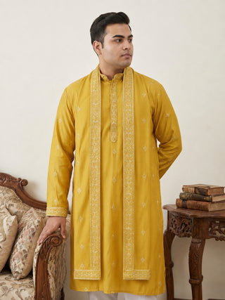 Embroidered & Sequin Kurta With Dupatta