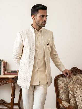 Silk Blend Sequin & Embroidered Indo-Western Set