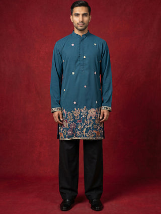 Japanese Fabric Embroidered Kurta with Korean Pants