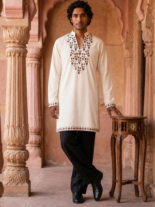 Japanese Fabric Designer Embroidered Kurta With Korean Pants