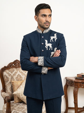 Deer Embroidered Japanese Fabric Indo-Western Set
