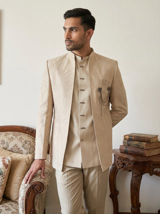 Men's Cotton Blend Embroidered Indo-Western Set