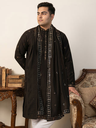 Embroidered & Sequin Kurta With Dupatta