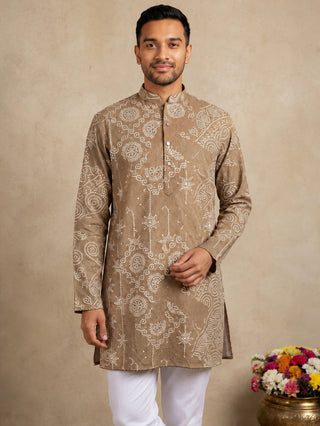 Printed Cotton Blend Kurta for Men