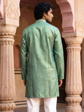Silk Blend Embroidered Kurta for Men