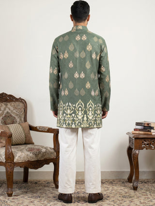 Men's Cotton Blend Printed Kurta with Korean Pants Set