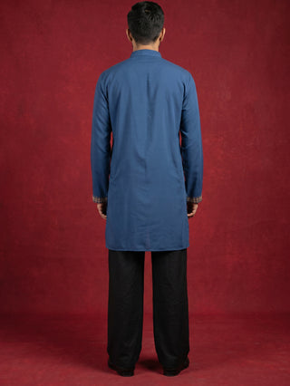 Men's Japanese Fabric Embroidered Kurta with Korean Pants Set
