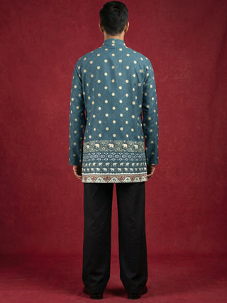 Men's Cotton Blend Printed Kurta with Korean Pants Set