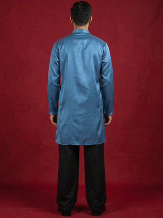 Silk Blend Embroidered Kurta & Korean Pants Set