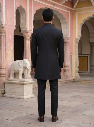 Silk Blend Horse & Crane Embroidered Indo-Western Set