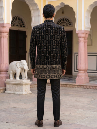 Men's Velvet Embroidered Indo-Western Set