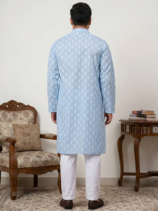 Floral Printed Kurta with Pyjama for Men