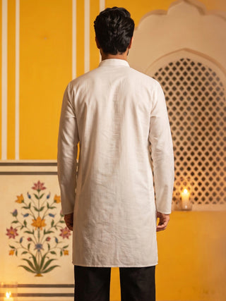 Men’s Silk-Blend Embroidered Kurta