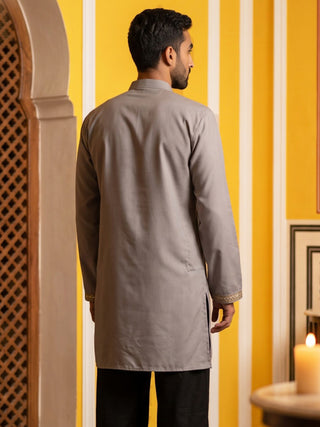 Cotton Blend Embroidered Kurta for Men