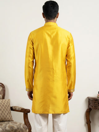 Silk Blend Embroidered Kurta for Men