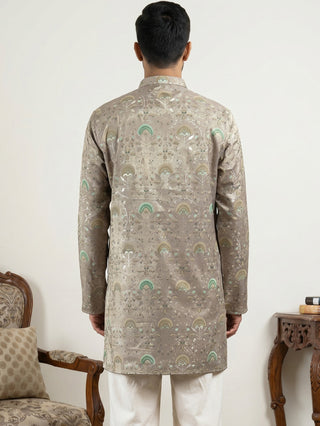 Silk Blend Foil Print Kurta