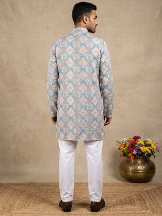 Printed & Thread Work Kurta Pyjama Set