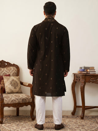 Embroidered & Sequin Kurta Pyjama With Dupatta