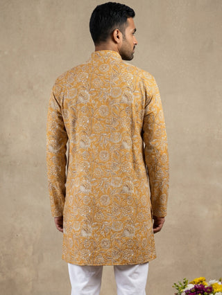 Floral Print & Thread Work Kurta Pyjama Set