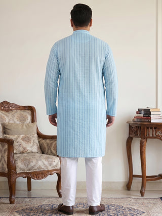 Men's Cotton Striped Kurta Pyjama Set