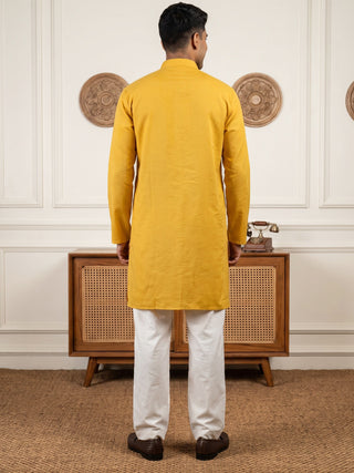Men’s Silk-Blend Embroidered Kurta with Korean Pants