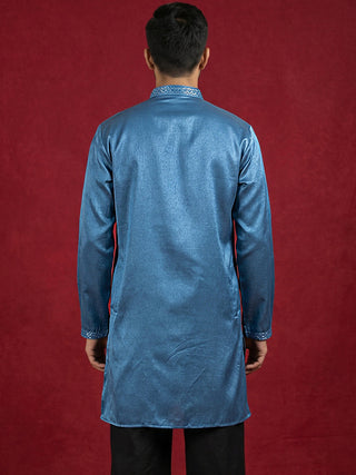 Silk Blend Embroidered Kurta for Men
