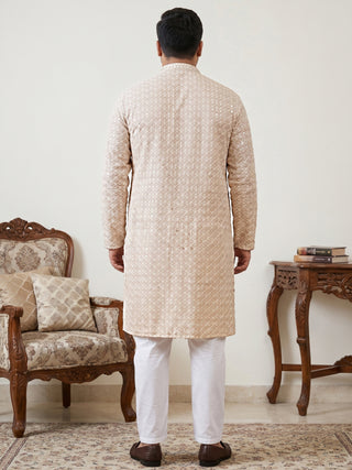 Sequin Embroidered Pure Cotton Kurta with Pyjamas