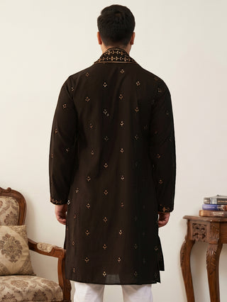 Embroidered & Sequin Kurta With Dupatta