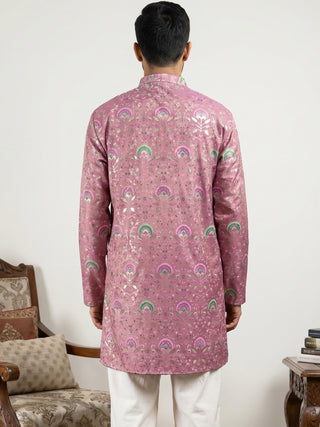 Silk Blend Foil Print Kurta