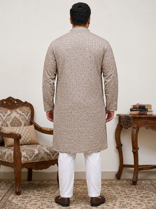 Sequin Embroidered Pure Cotton Kurta with Pyjamas