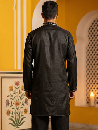 Silk Blend Embroidered Kurta for Men