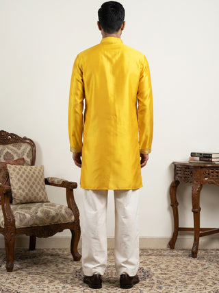 Silk Blend Embroidered Kurta & Korean Pants Set