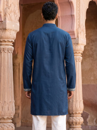 Cotton Blend Embroidered Kurta for Men